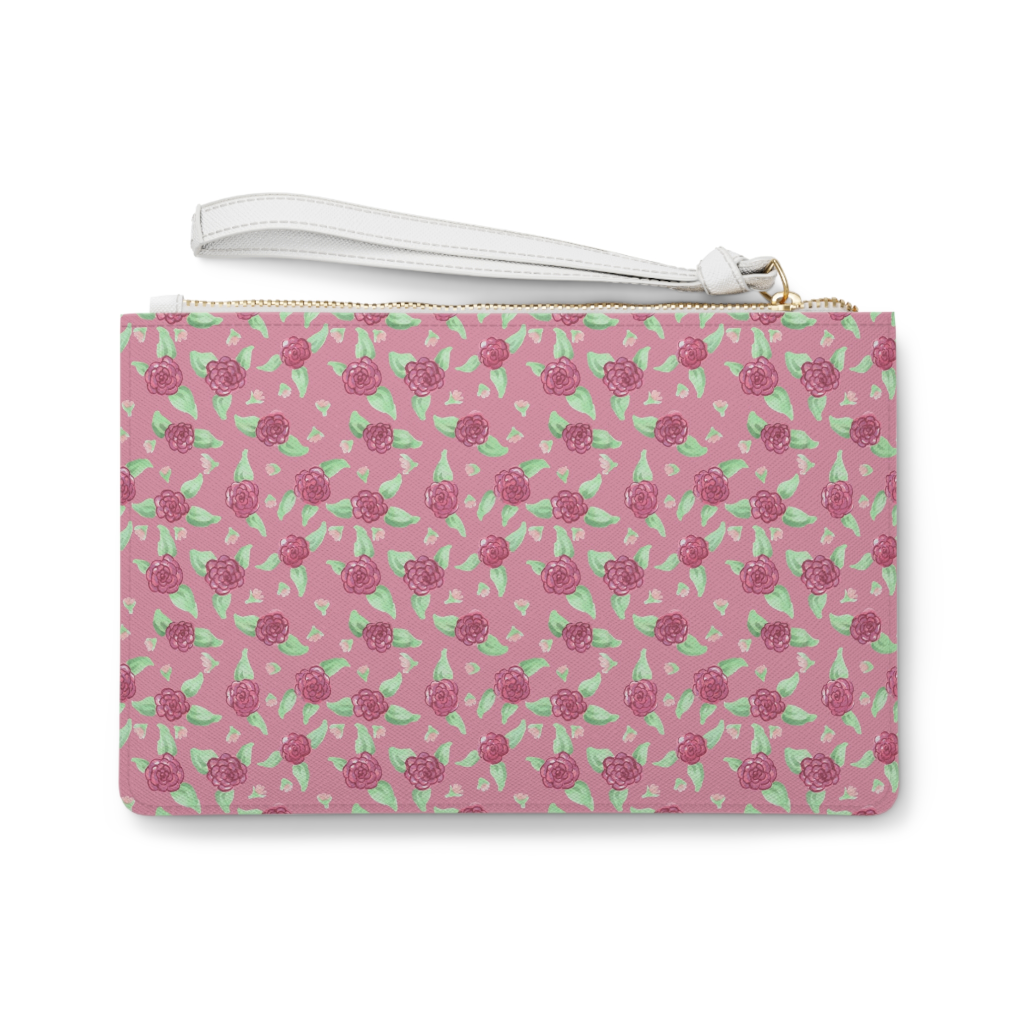 Clutch Bag in Pink Rose Print