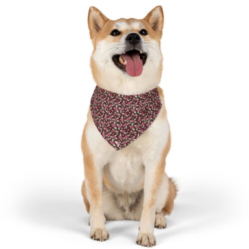 Pet Bandana Collar in Maroon Rose Print