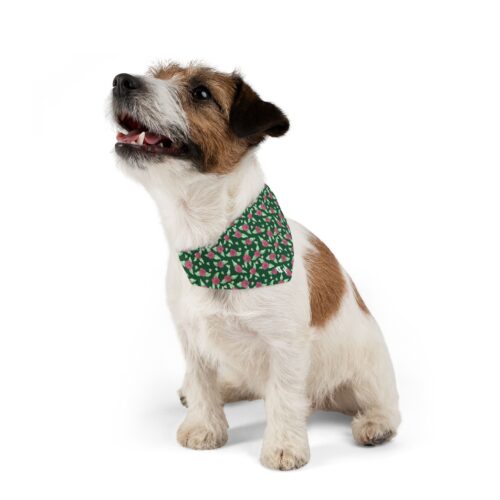 Pet Bandana Collar in Green Rose Print