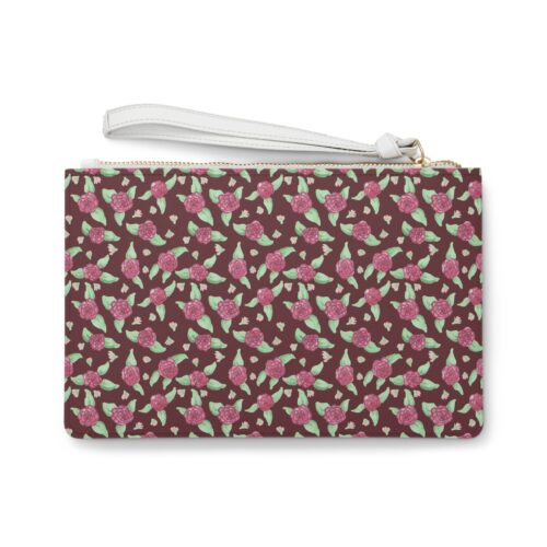 Clutch Bag in Maroon Rose Print