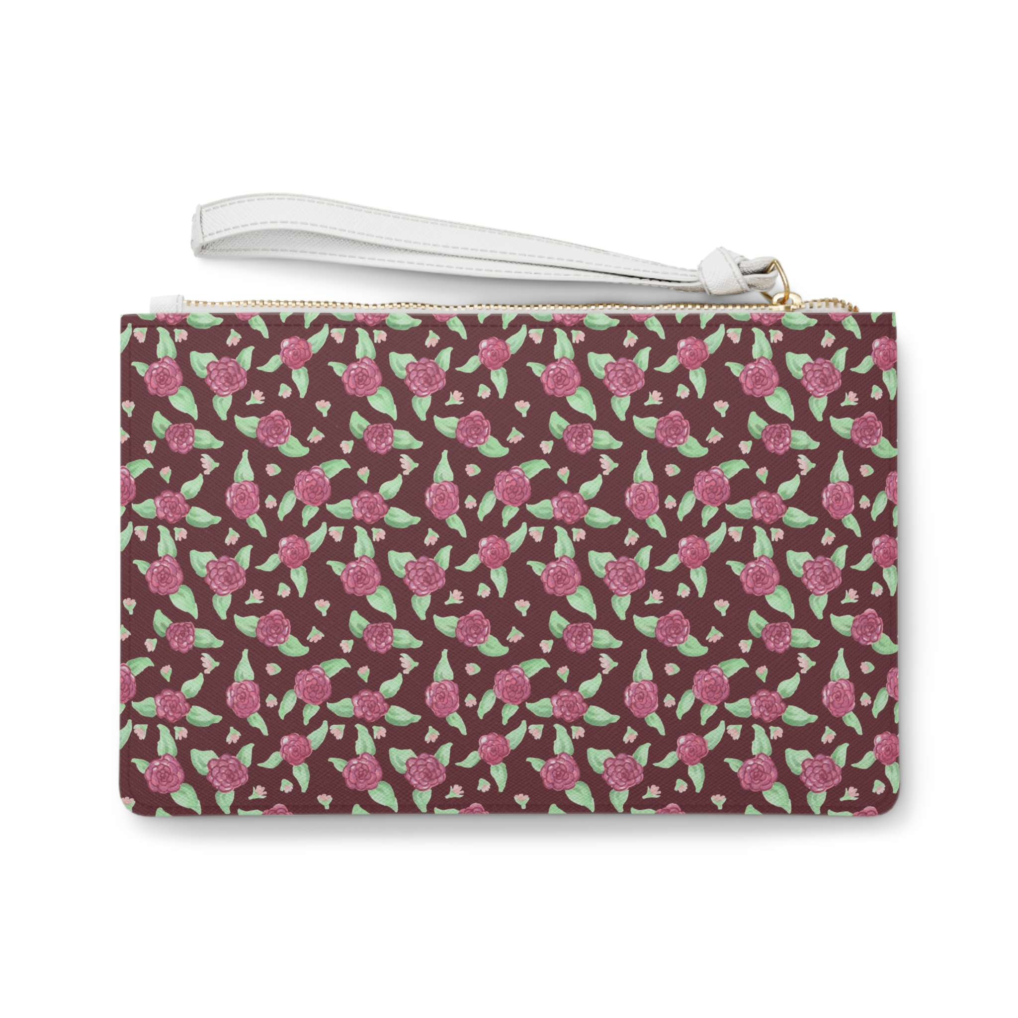 Clutch Bag in Maroon Rose Print