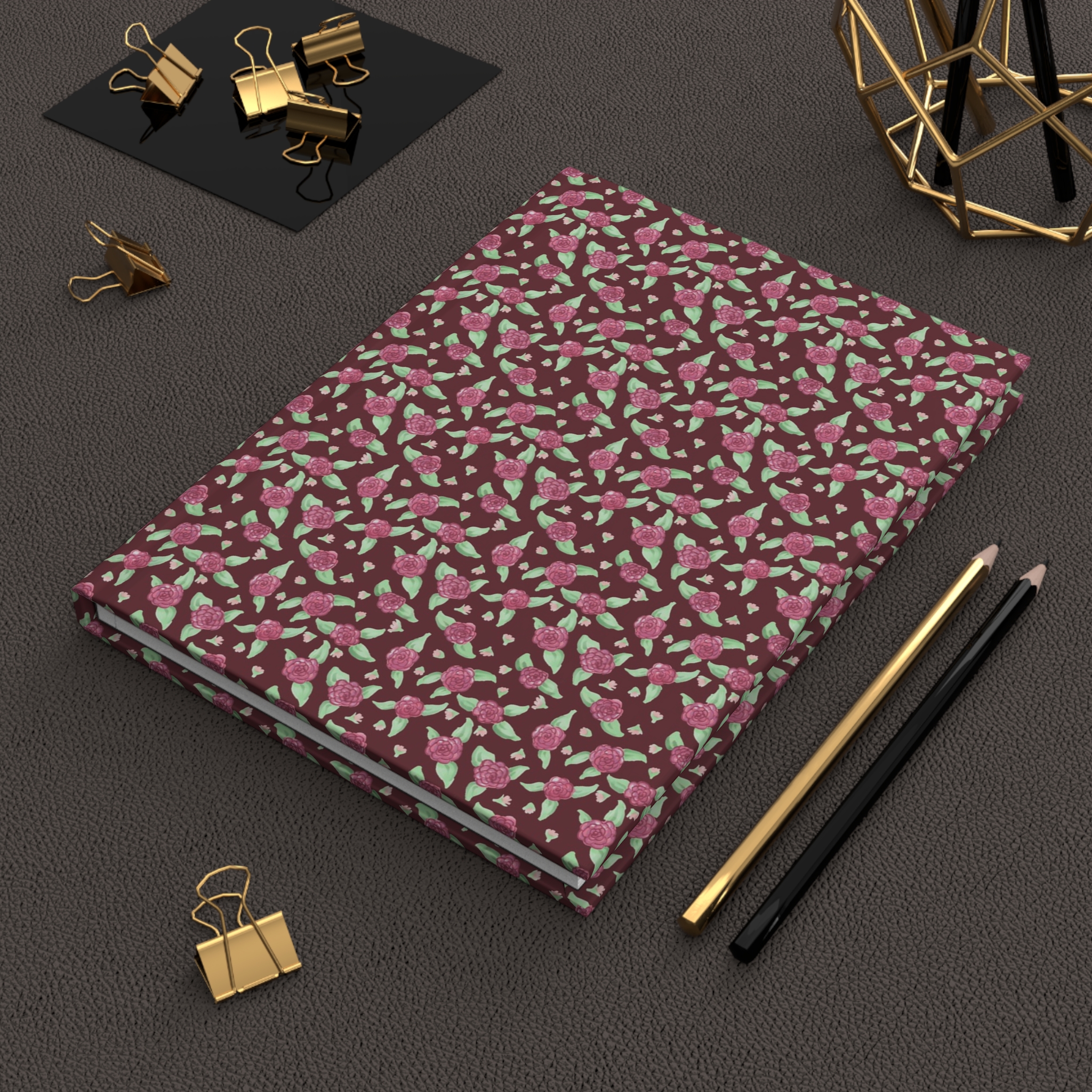 Hardcover Journal Matte in Maroon Rose Print