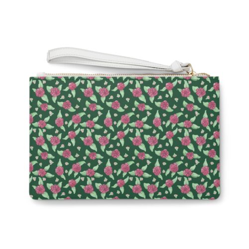 Clutch Bag in Green Rose Print