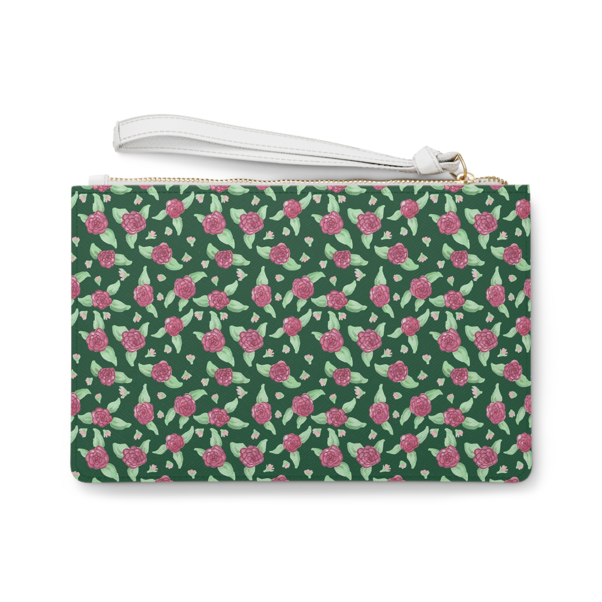 Clutch Bag in Green Rose Print