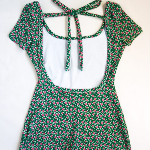 Romper in Green Rose Print