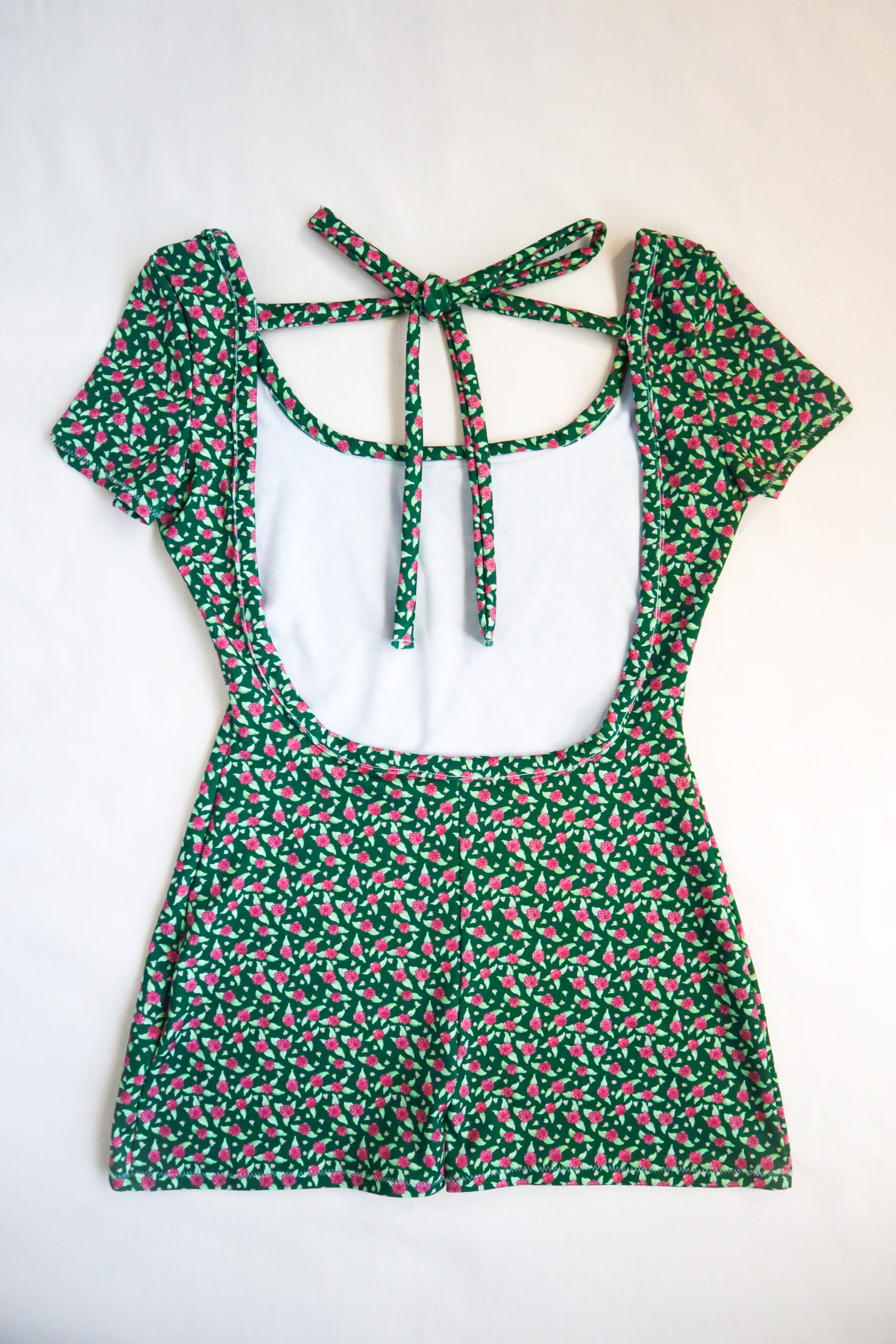 Romper in Green Rose Print
