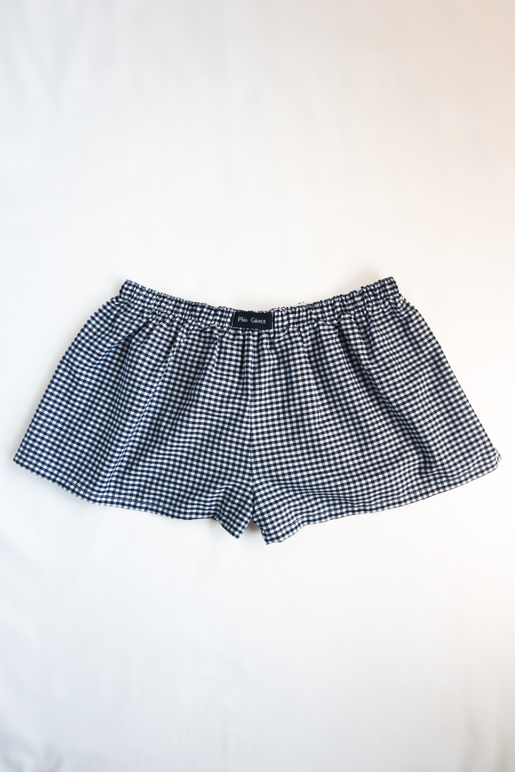 Gingham Boxer Shorts in Black and White