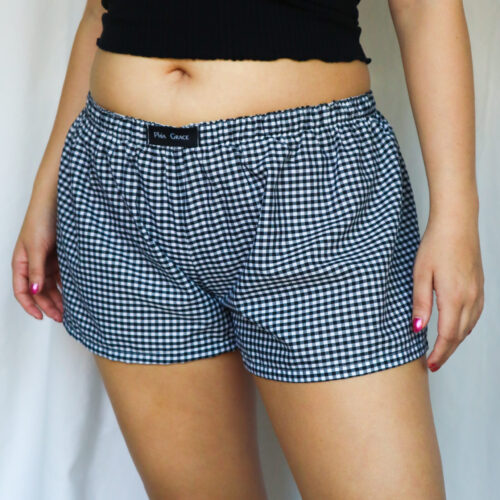 Gingham Boxer Shorts in Black and White