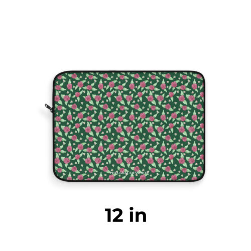 Laptop Sleeve in Green Rose Print