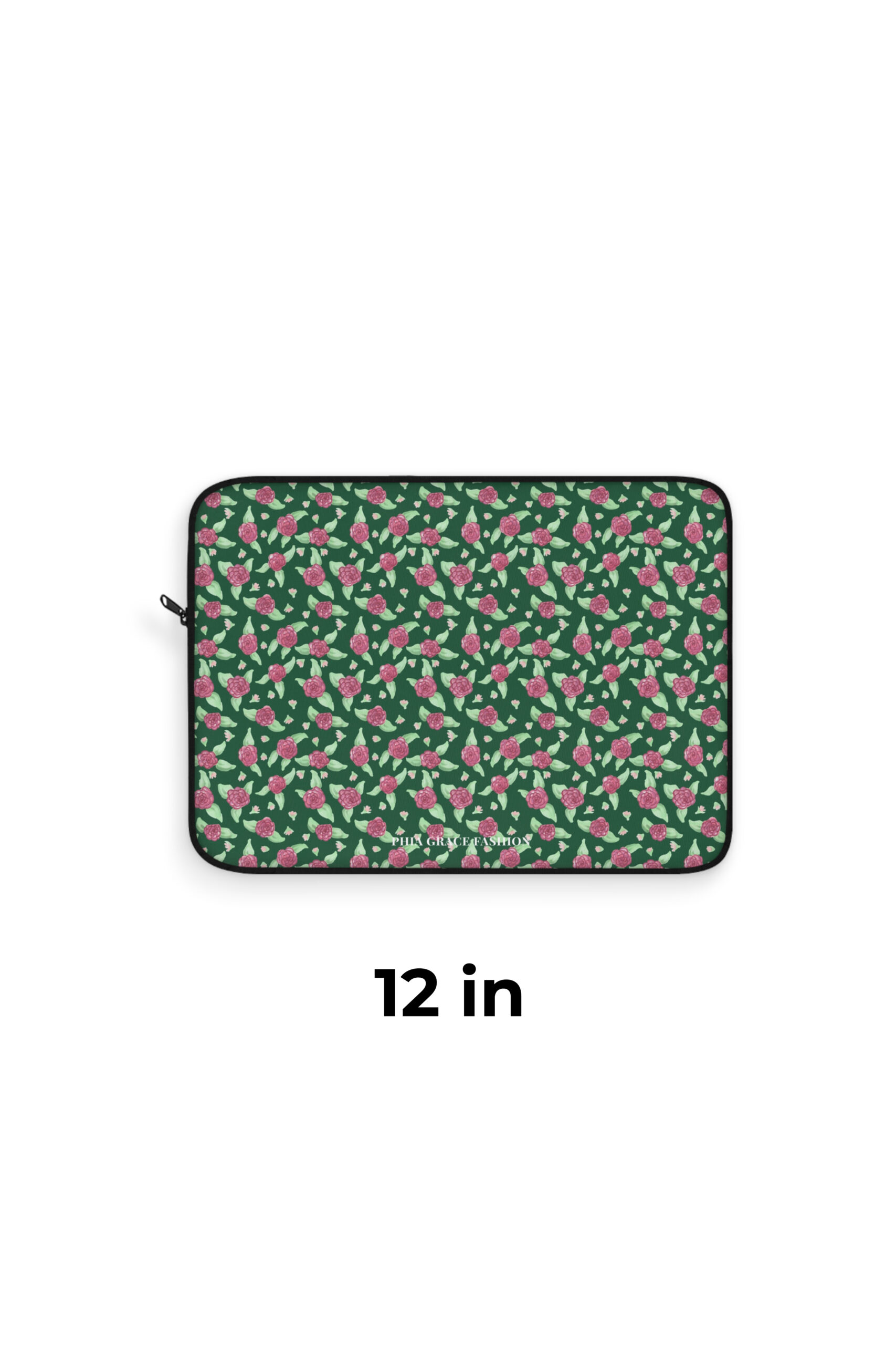 Laptop Sleeve in Green Rose Print