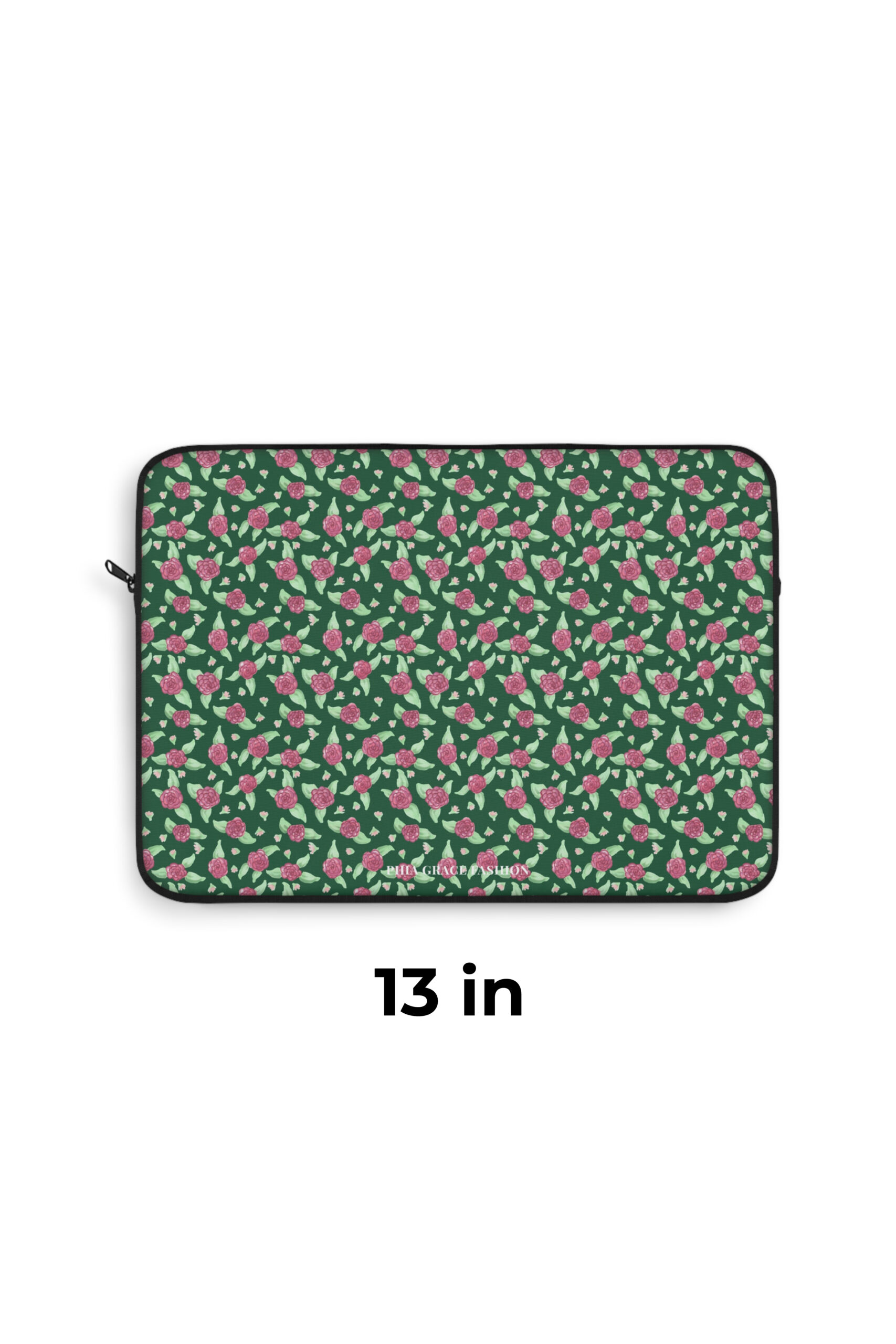 Laptop Sleeve in Green Rose Print