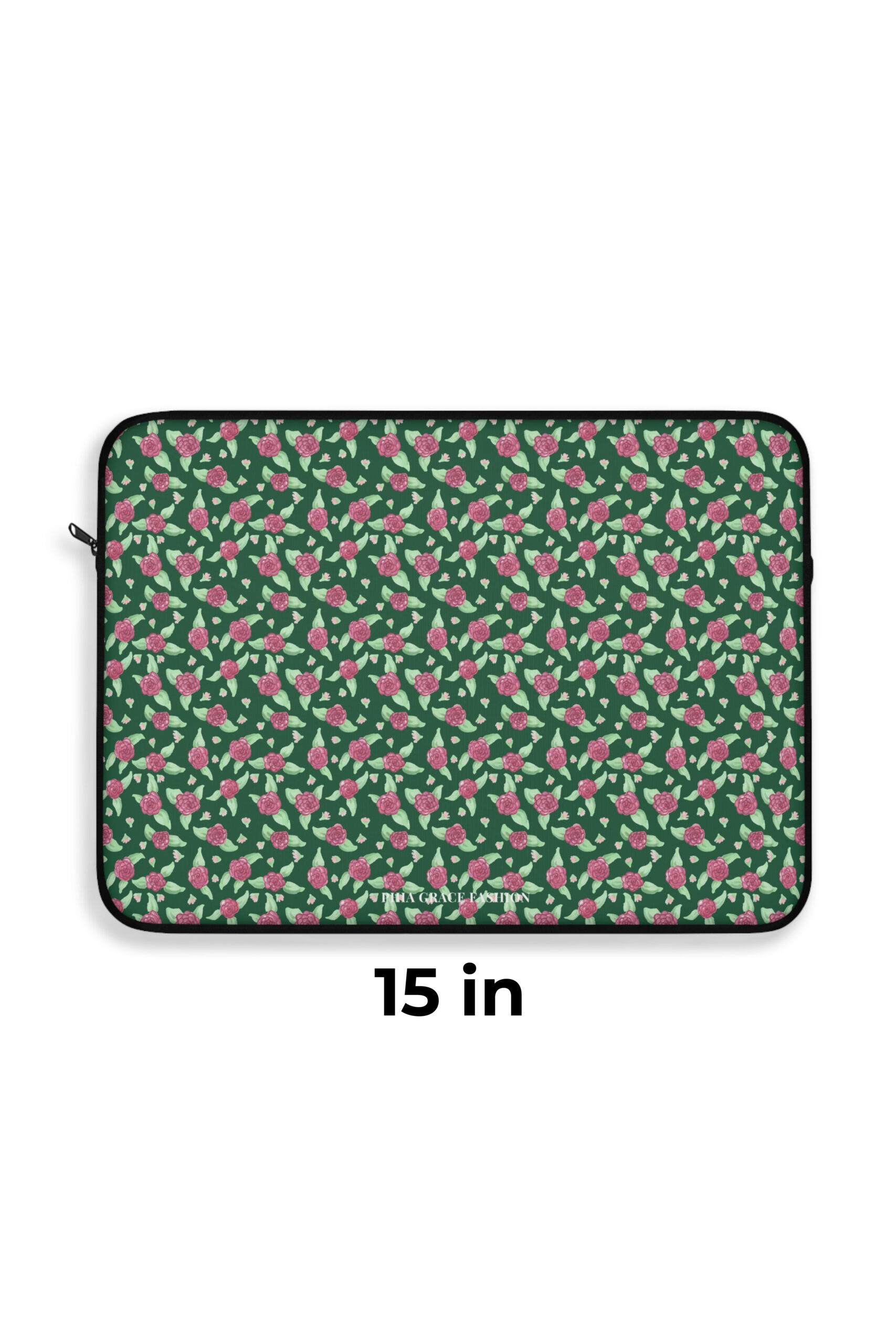 Laptop Sleeve in Green Rose Print