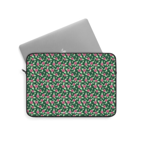 Laptop Sleeve in Green Rose Print