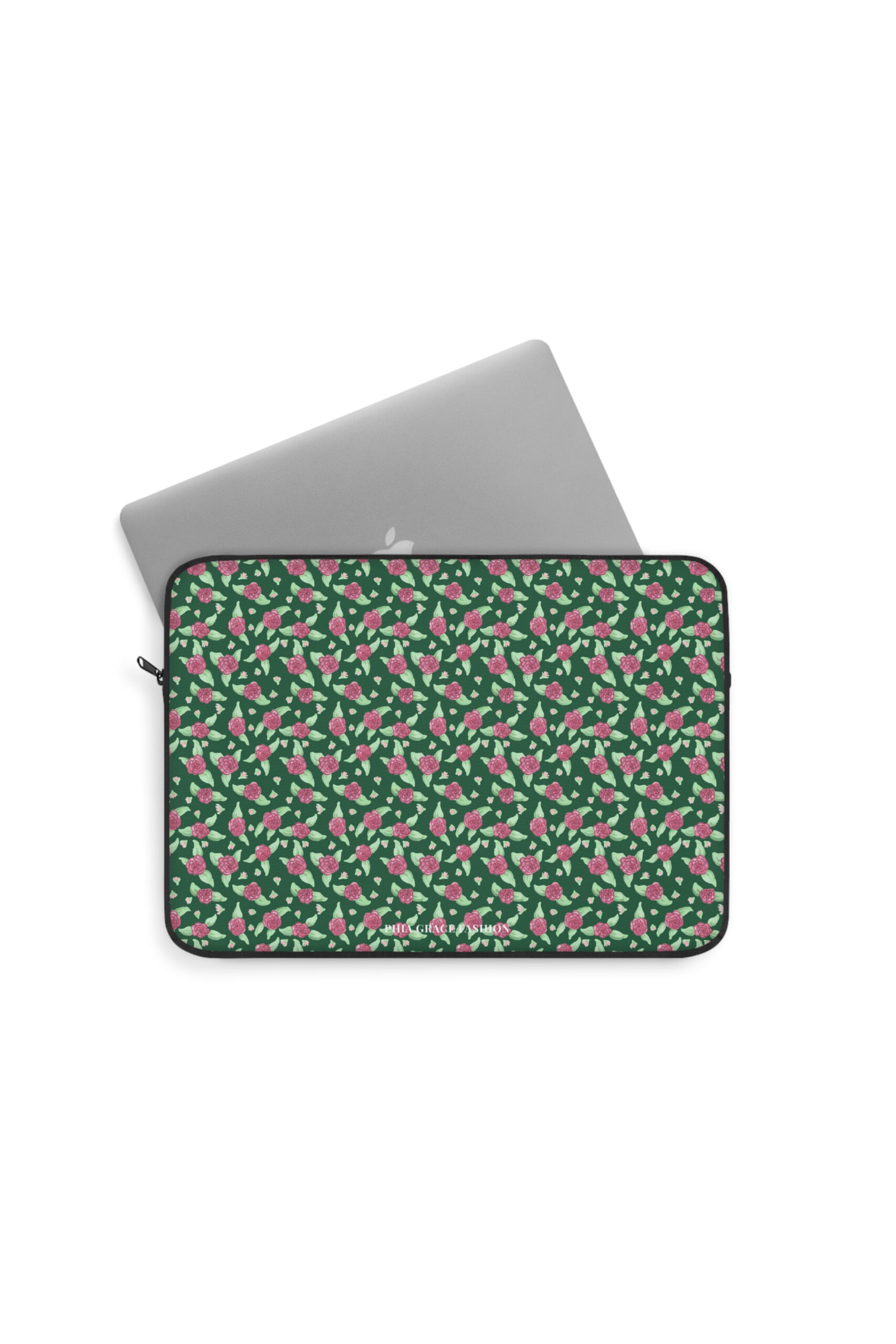 Laptop Sleeve in Green Rose Print