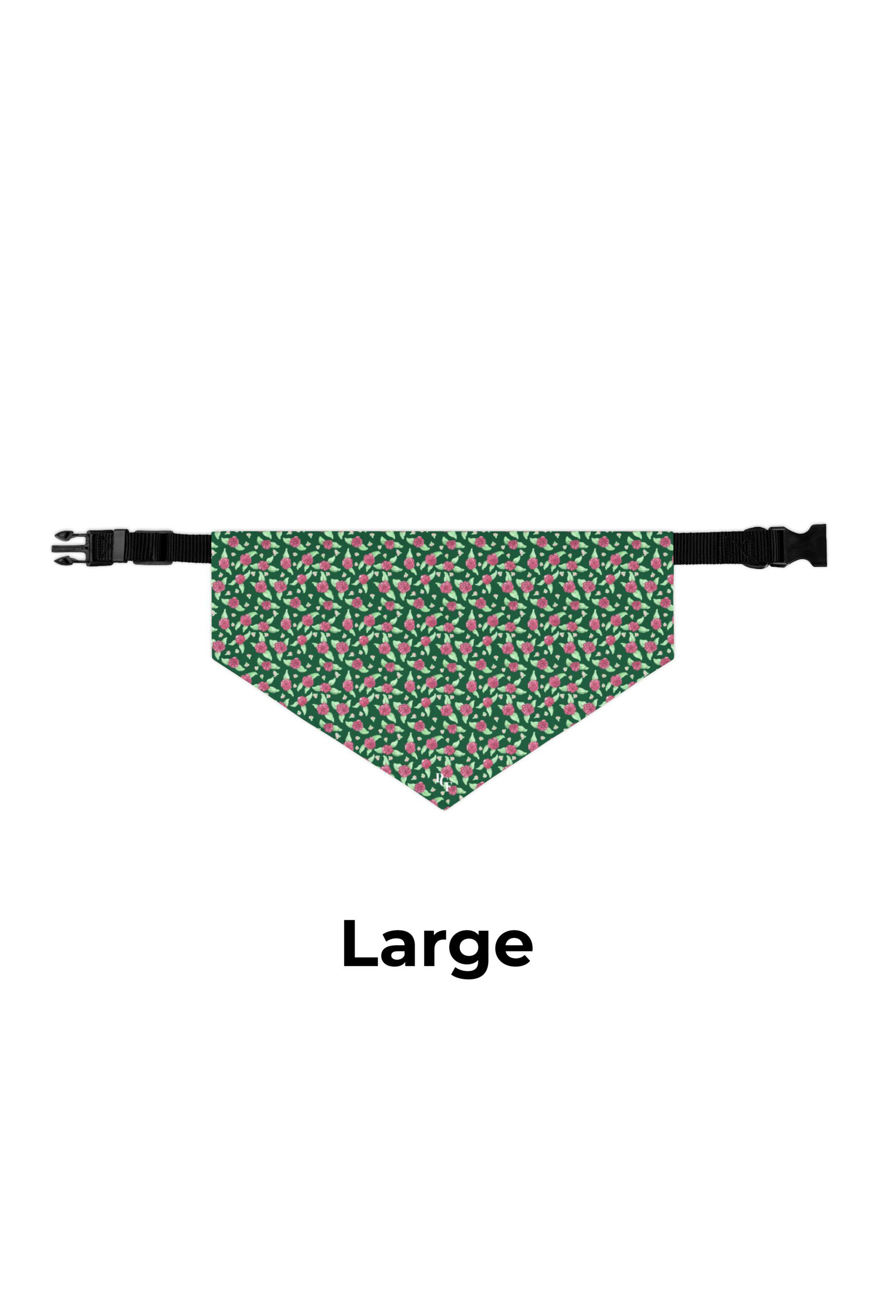 Pet Bandana Collar in Green Rose Print