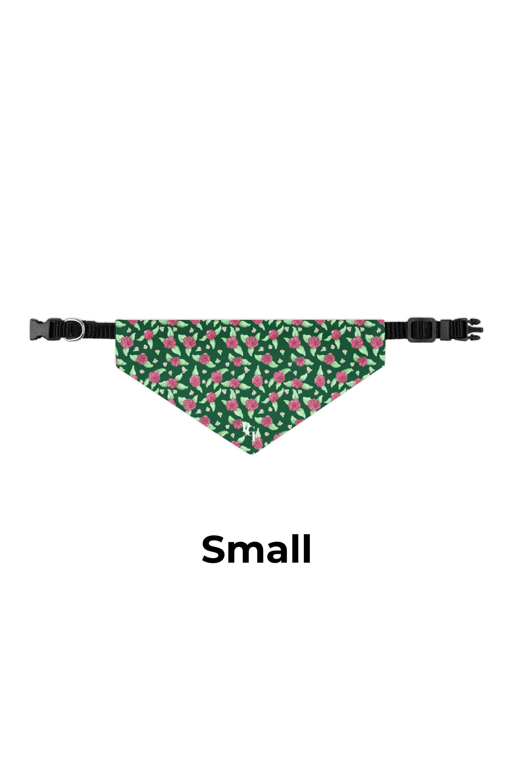 Pet Bandana Collar in Green Rose Print