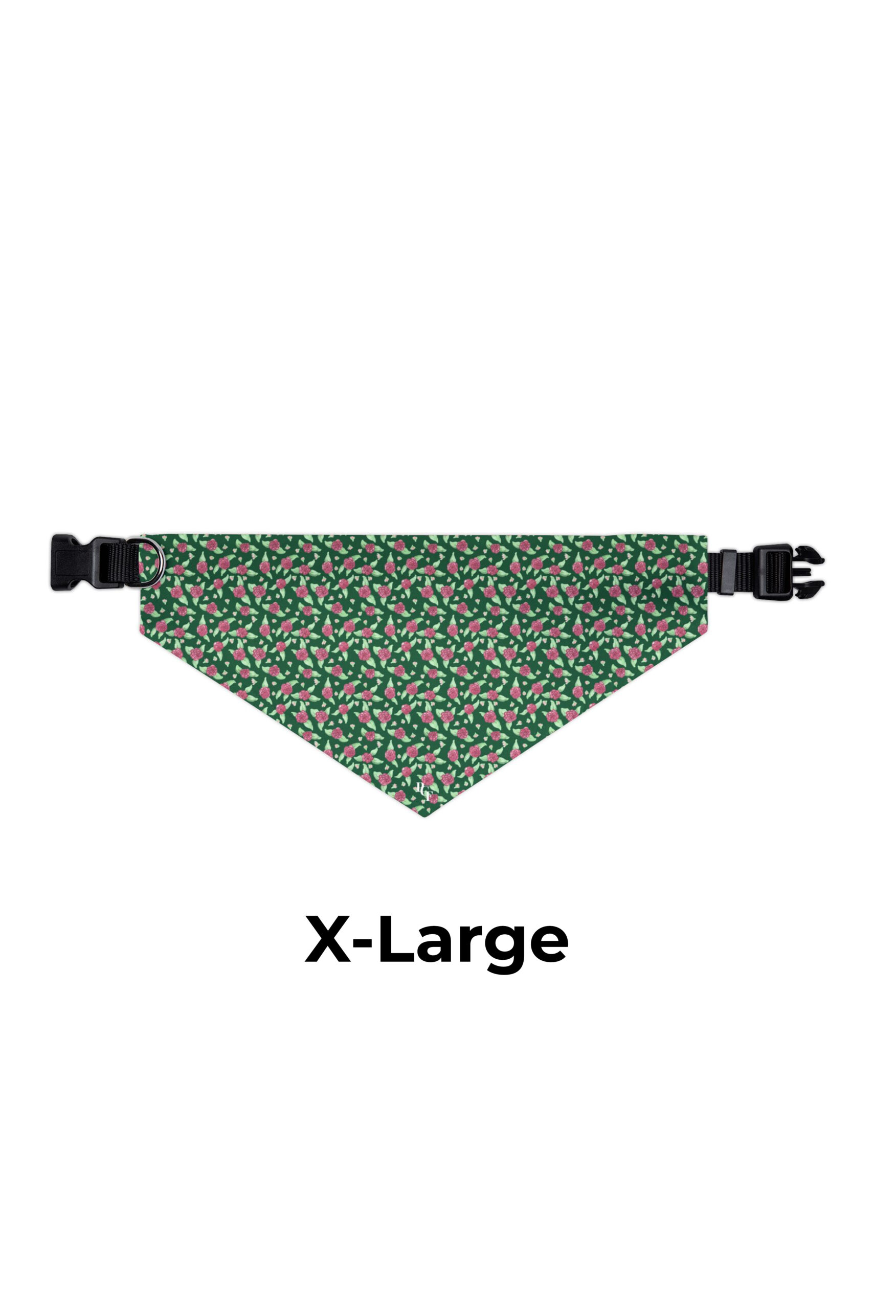 Pet Bandana Collar in Green Rose Print