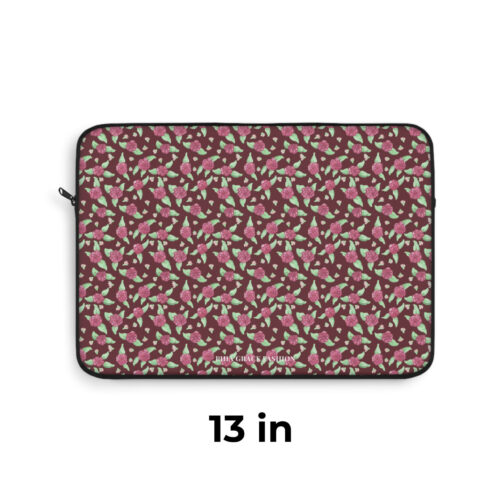 Laptop Sleeve in Maroon Rose Print