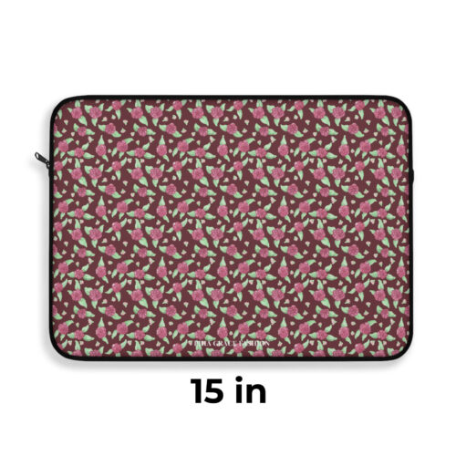 Laptop Sleeve in Maroon Rose Print
