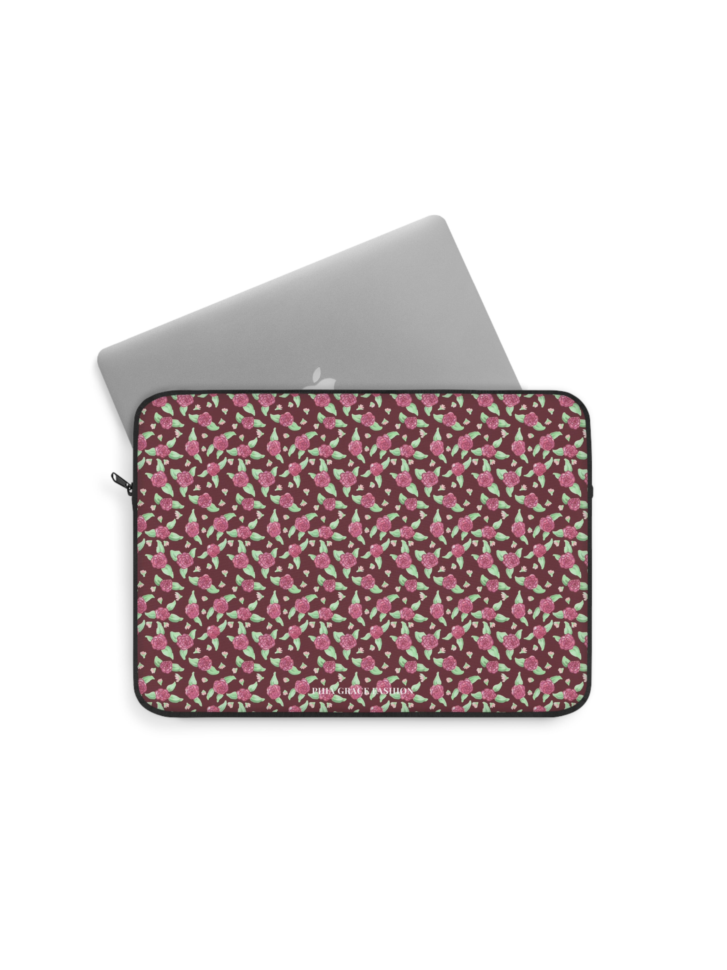 Laptop Sleeve in Maroon Rose Print