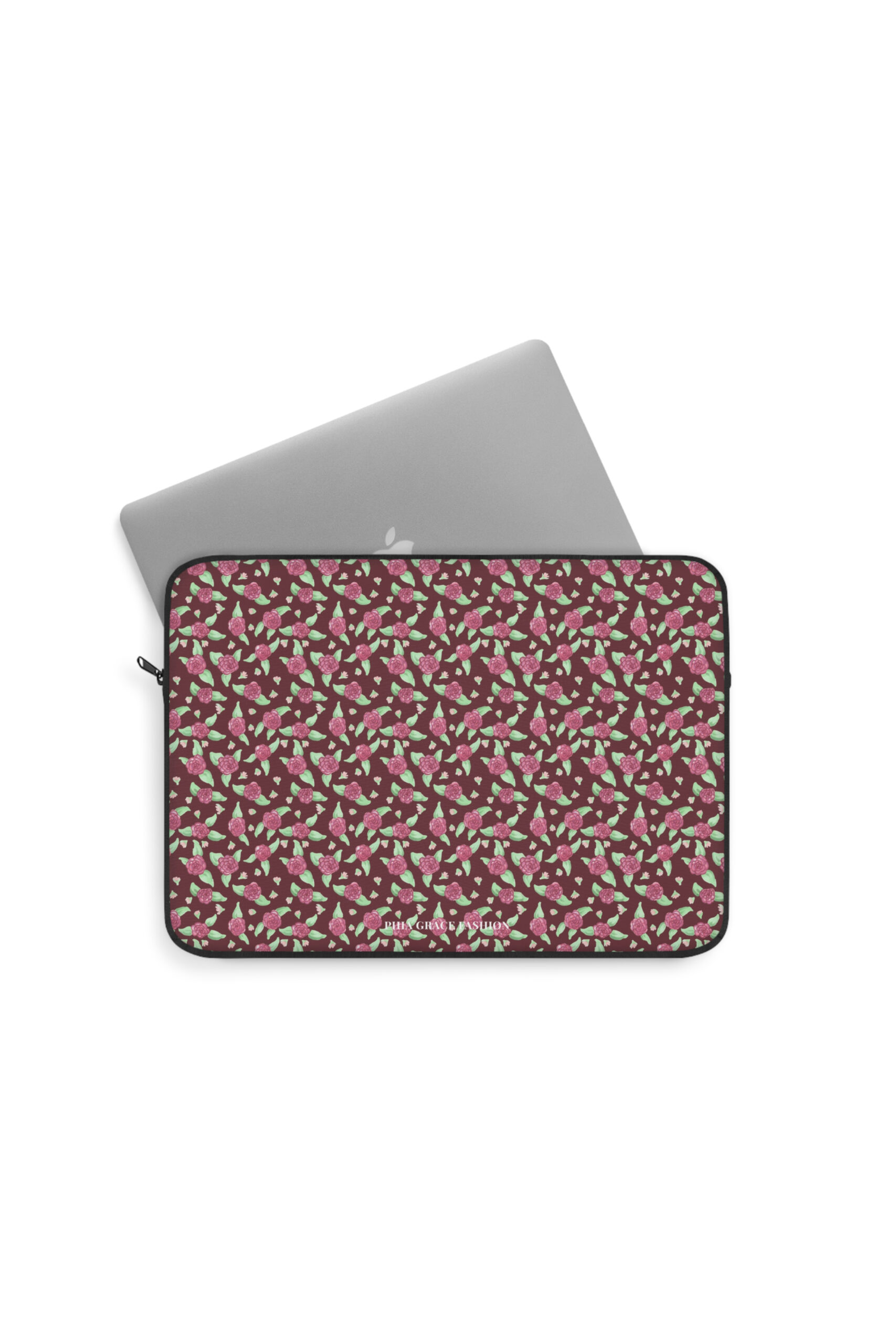 Laptop Sleeve in Maroon Rose Print