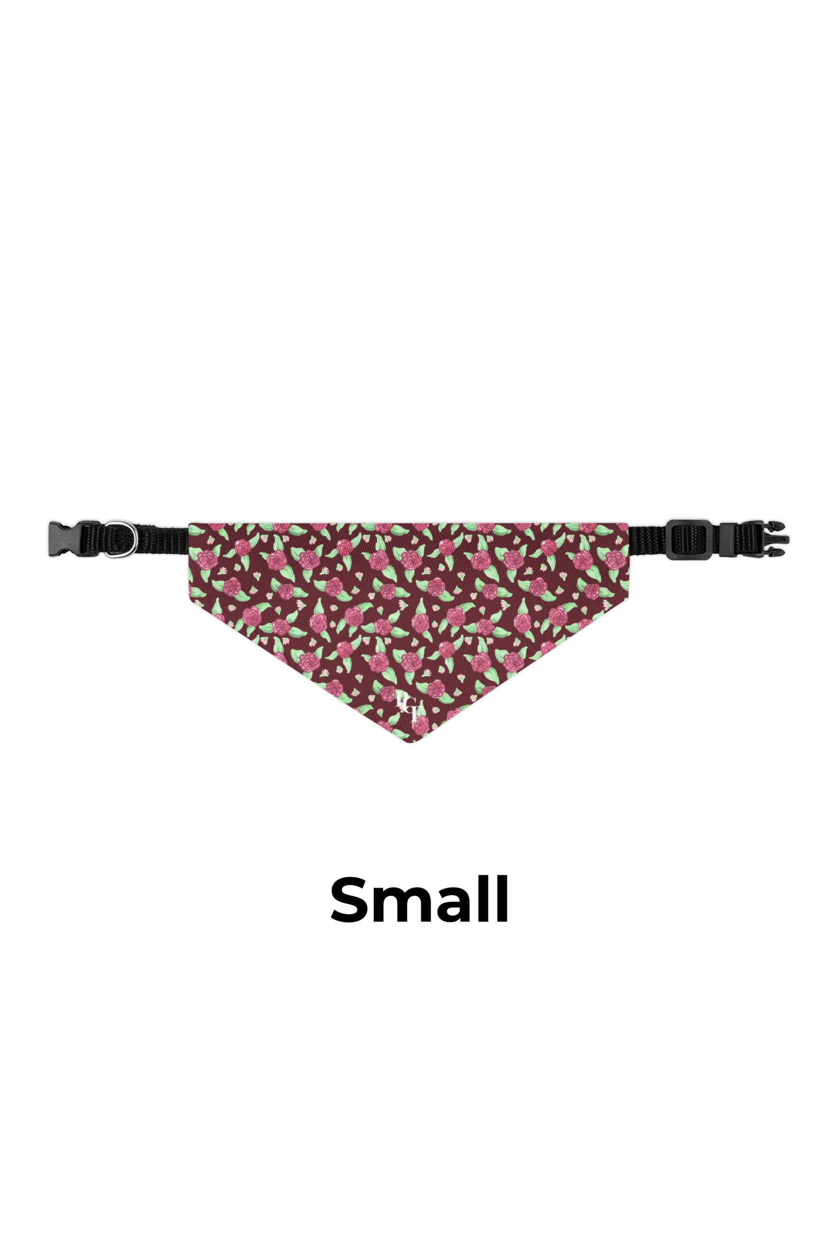 Pet Bandana Collar in Maroon Rose Print