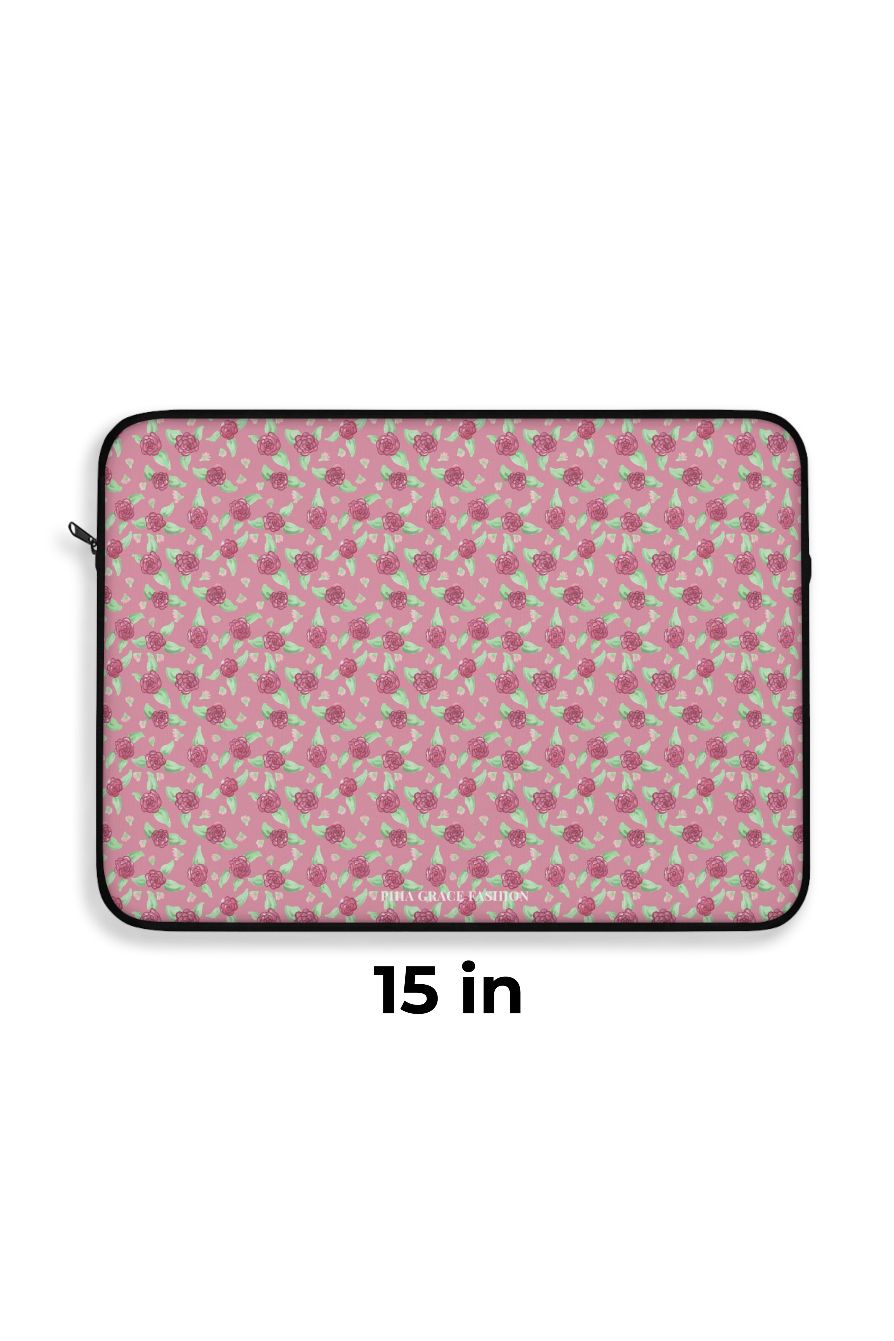 Laptop Sleeve in Pink Rose Print