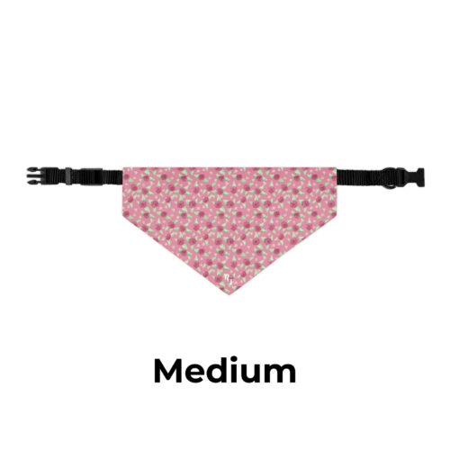 Mockup Rose Pink M Pet Bandana Collar in Pink Rose Print