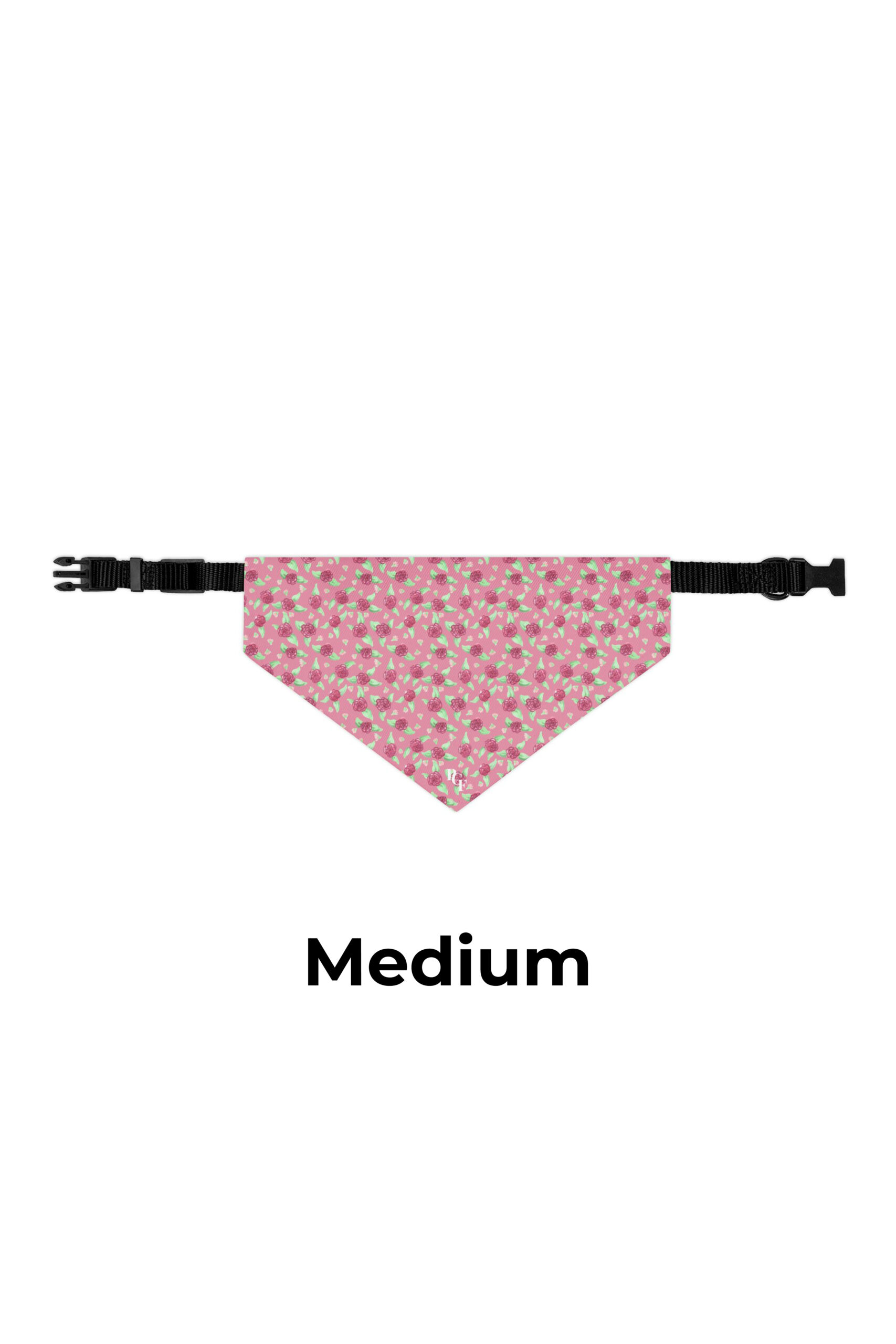 Mockup Rose Pink M Pet Bandana Collar in Pink Rose Print