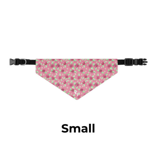 Mockup Rose Pink S Pet Bandana Collar in Pink Rose Print