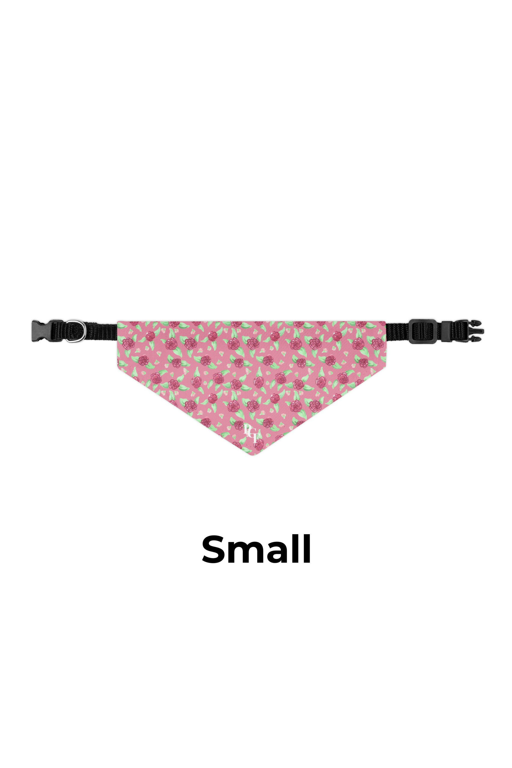Mockup Rose Pink S Pet Bandana Collar in Pink Rose Print