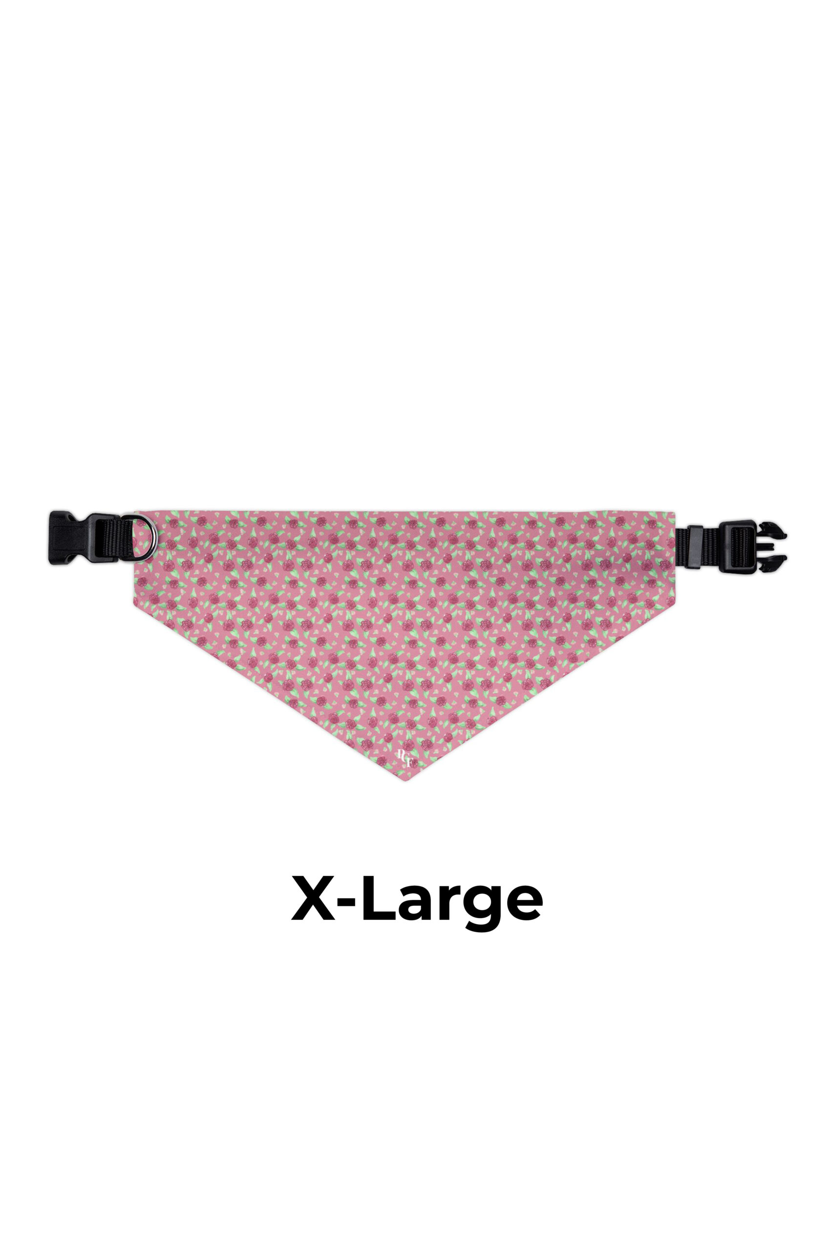 Mockup Rose Pink XL Pet Bandana Collar in Pink Rose Print