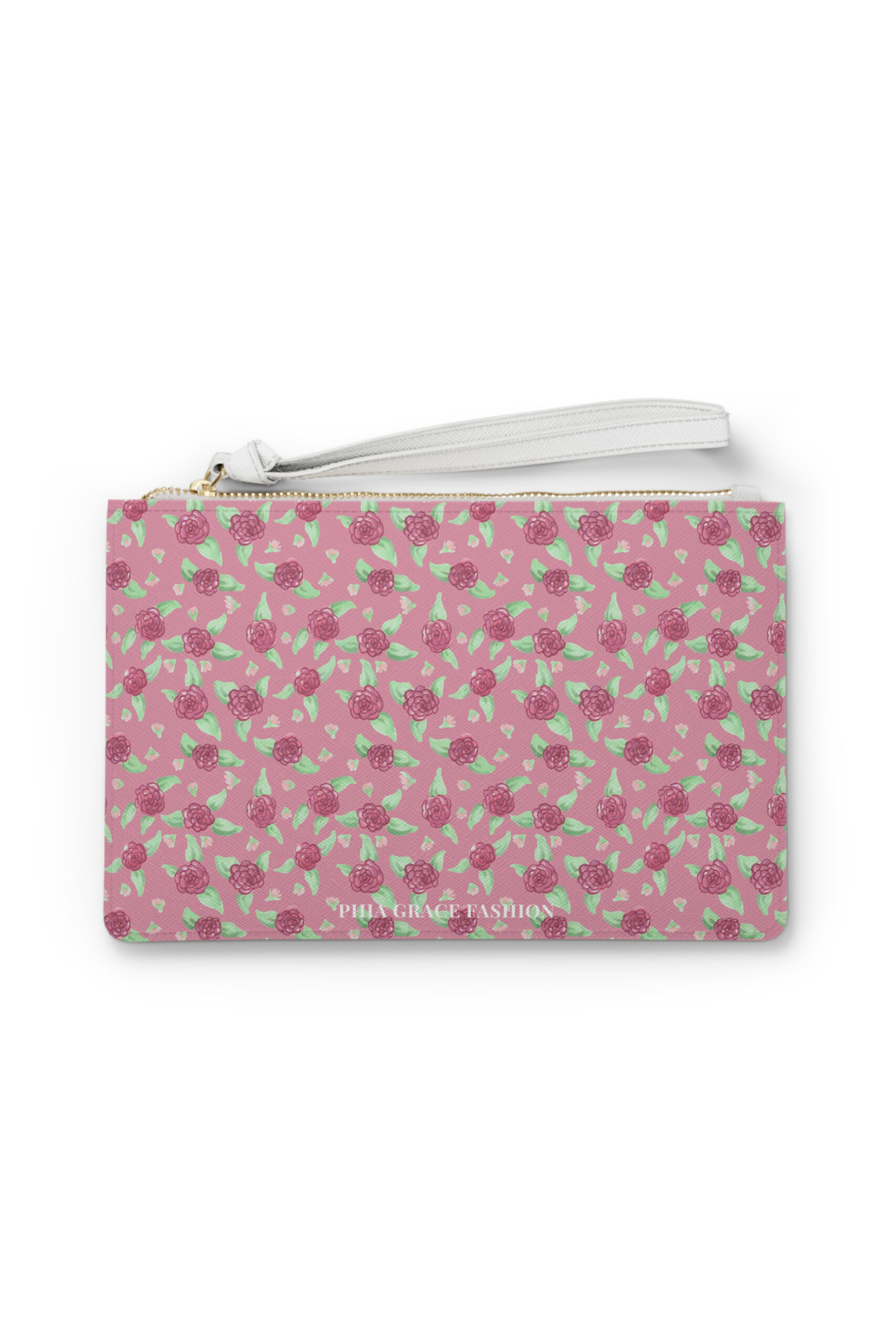 Clutch Bag in Pink Rose Print