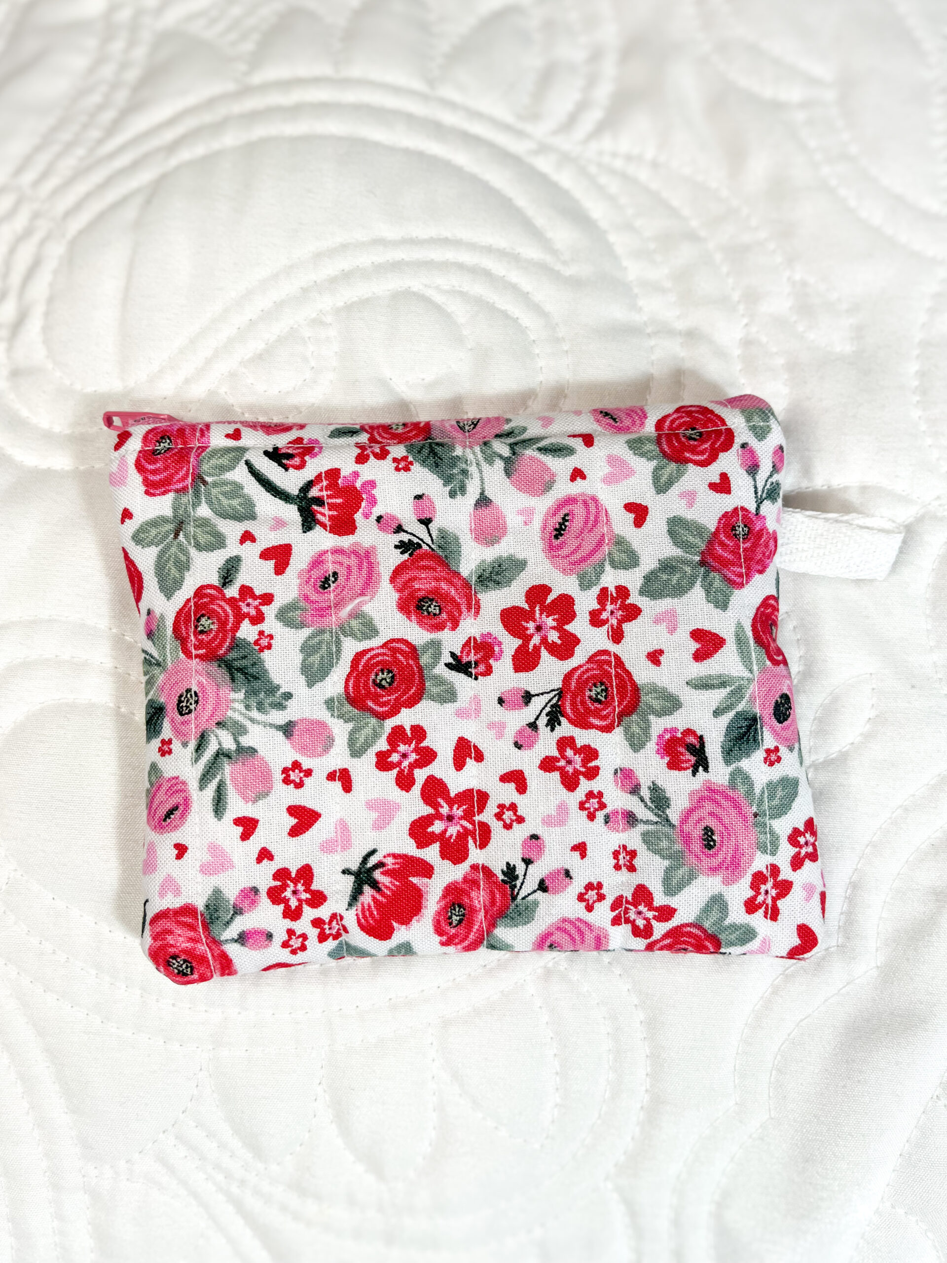 Mini Keychain Clutch Wallet in Pink and Red Floral Print