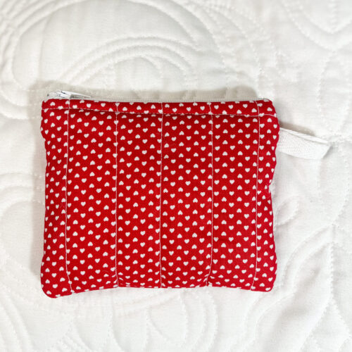 Mini Keychain Clutch Wallet in Red Hearts Print