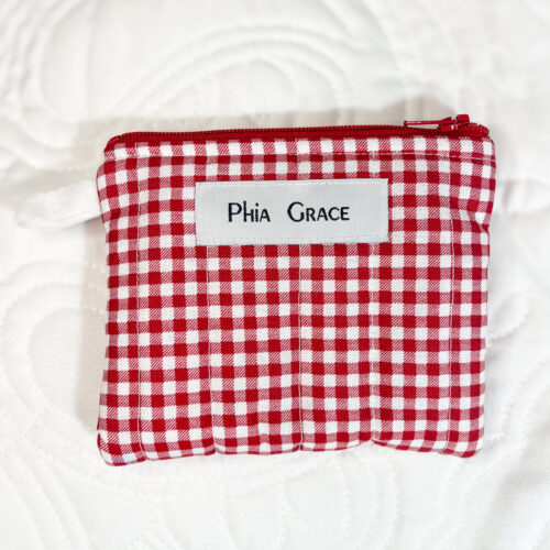 Mini Keychain Clutch Wallet in Red Gingham Print