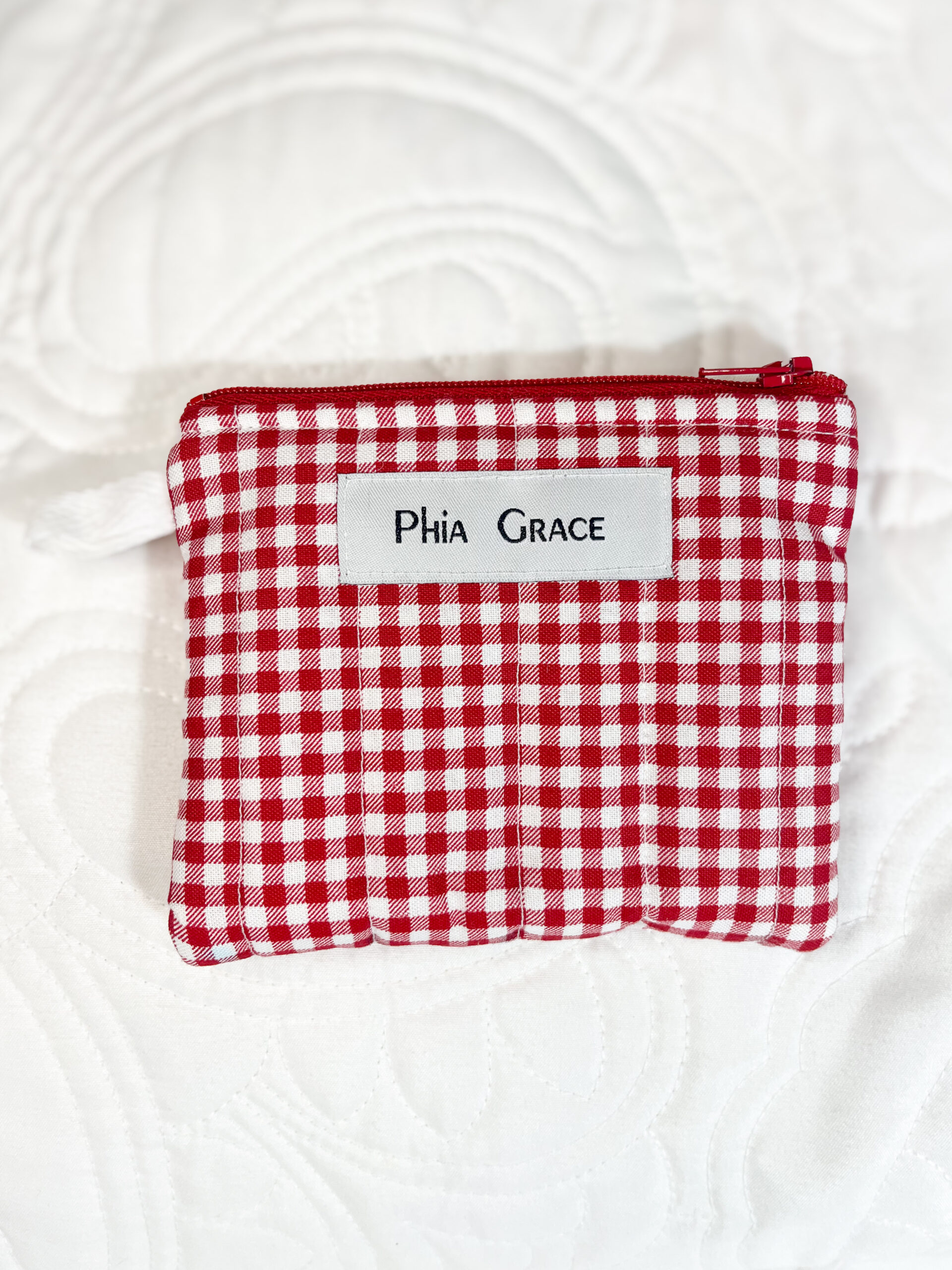 Mini Keychain Clutch Wallet in Red Gingham Print