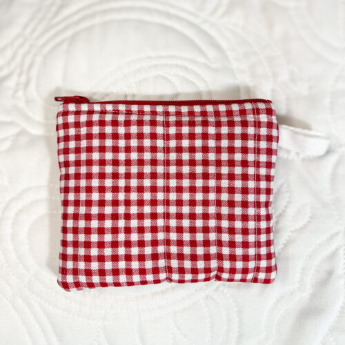 Mini Keychain Clutch Wallet in Red Gingham Print