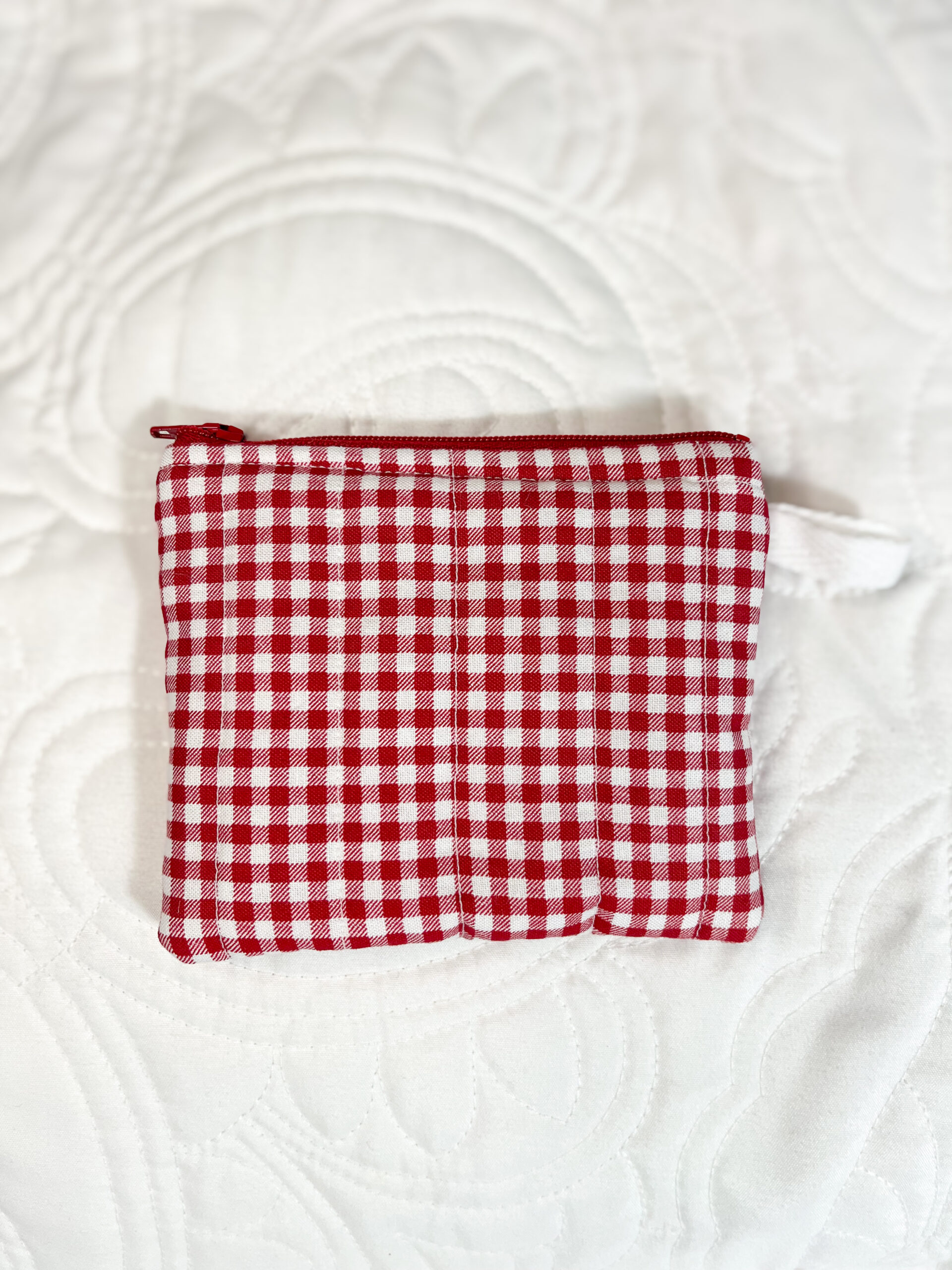 Mini Keychain Clutch Wallet in Red Gingham Print