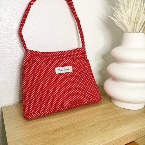 Quilted Shoulder Bag in Red Hearts Print