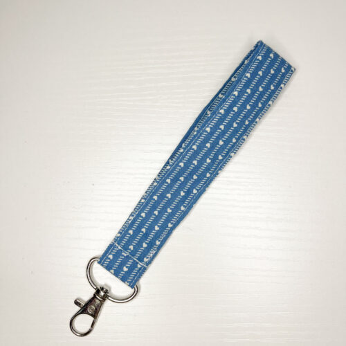 Keychain Wristlet in Blue Hearts Print