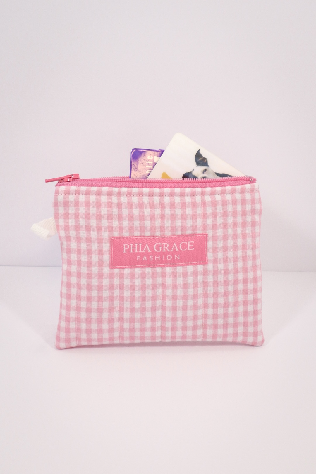 IMG_6054 Keychain Clutch Wallet in Pink Gingham