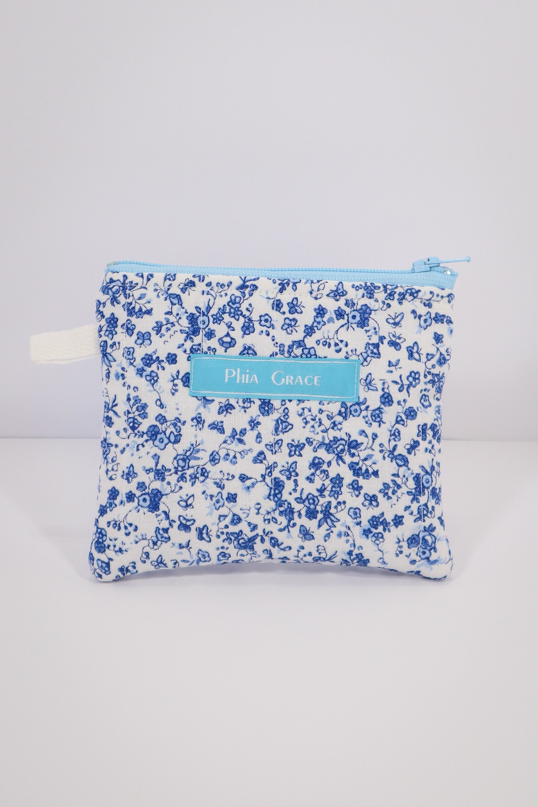 Keychain Clutch Wallet in Blue and White Floral