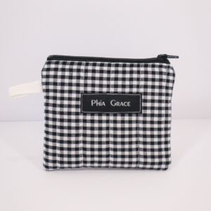 Keychain Clutch Wallet in Black and White Gingham