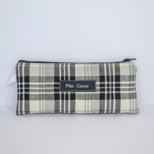 IMG_6097 Pencil Pouch in Black and Cream Plaid