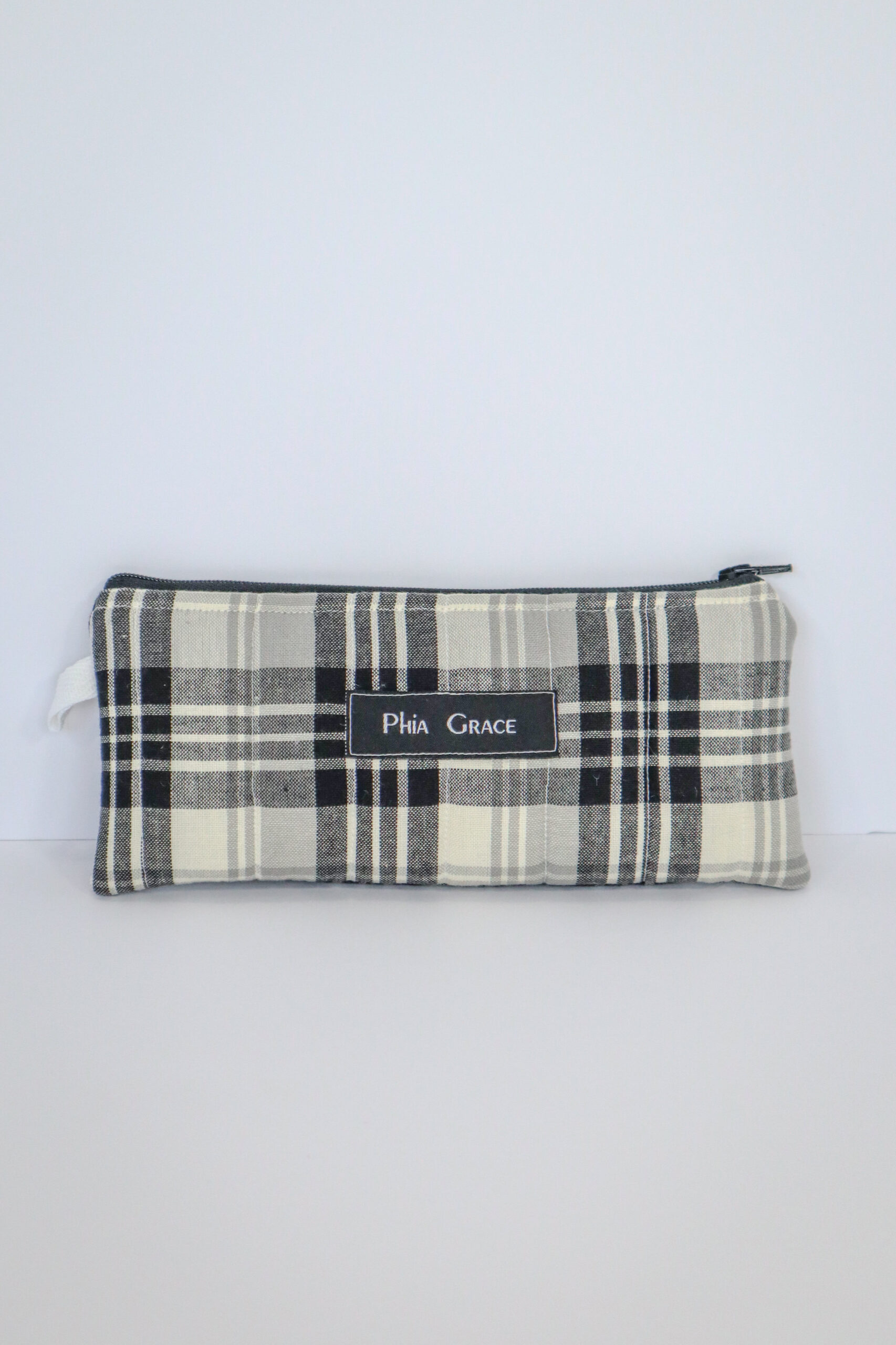 IMG_6097 Pencil Pouch in Black and Cream Plaid