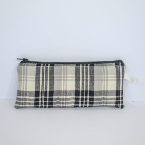 IMG_6098 Pencil Pouch in Black and Cream Plaid
