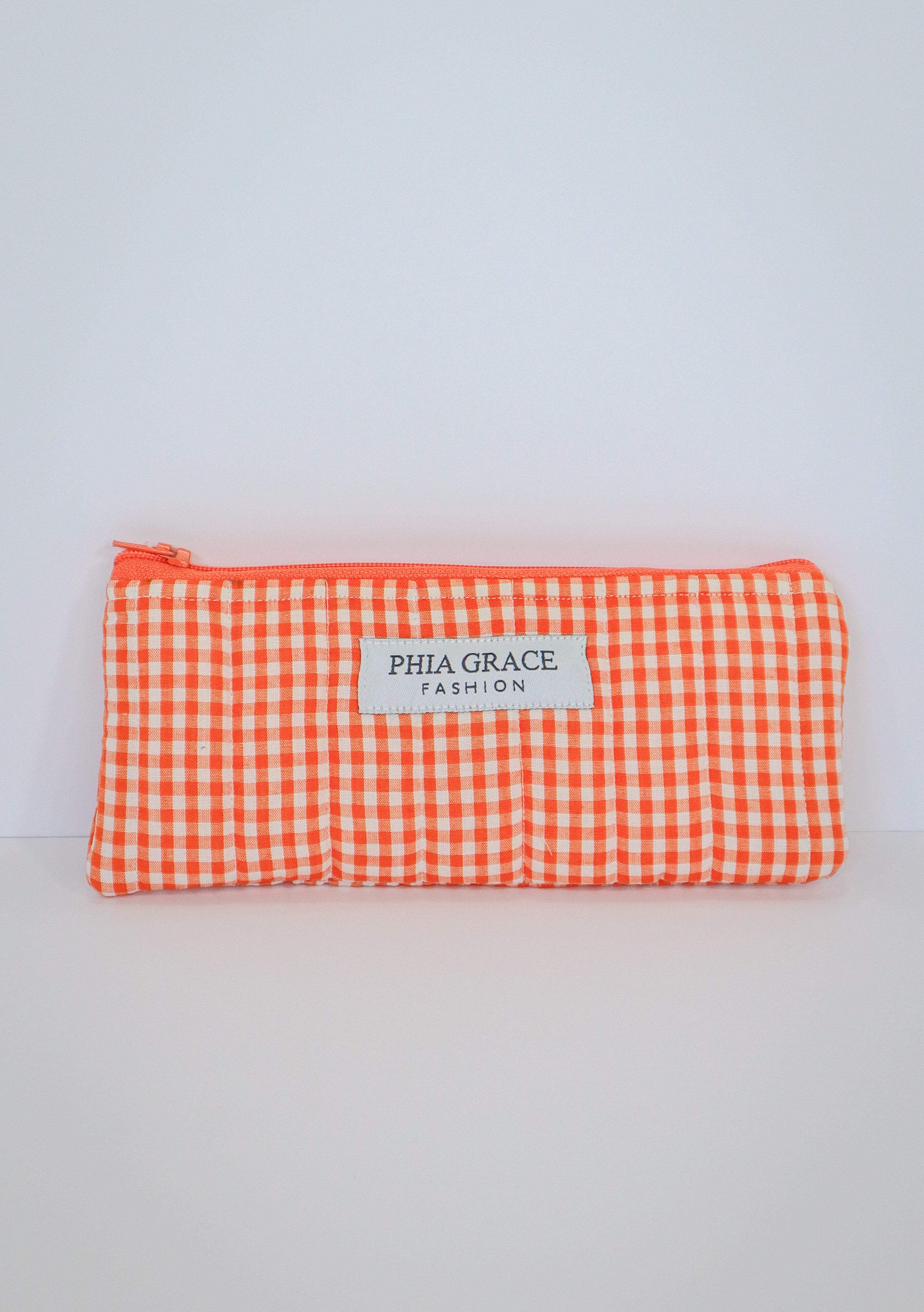 IMG_6099 Pencil Pouch in Orange Gingham