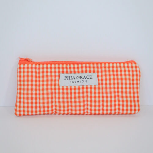 IMG_6099 Pencil Pouch in Orange Gingham