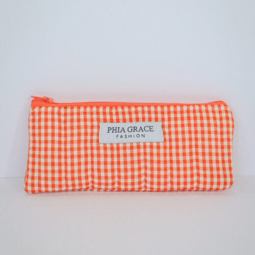 IMG_6099 Pencil Pouch in Orange Gingham